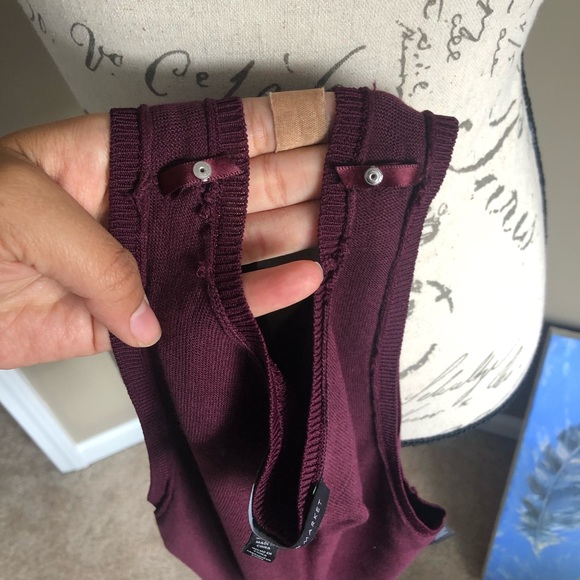 WHBM Cabernet Lace & Fringe Boho Tank Top - Picture 9 of 9